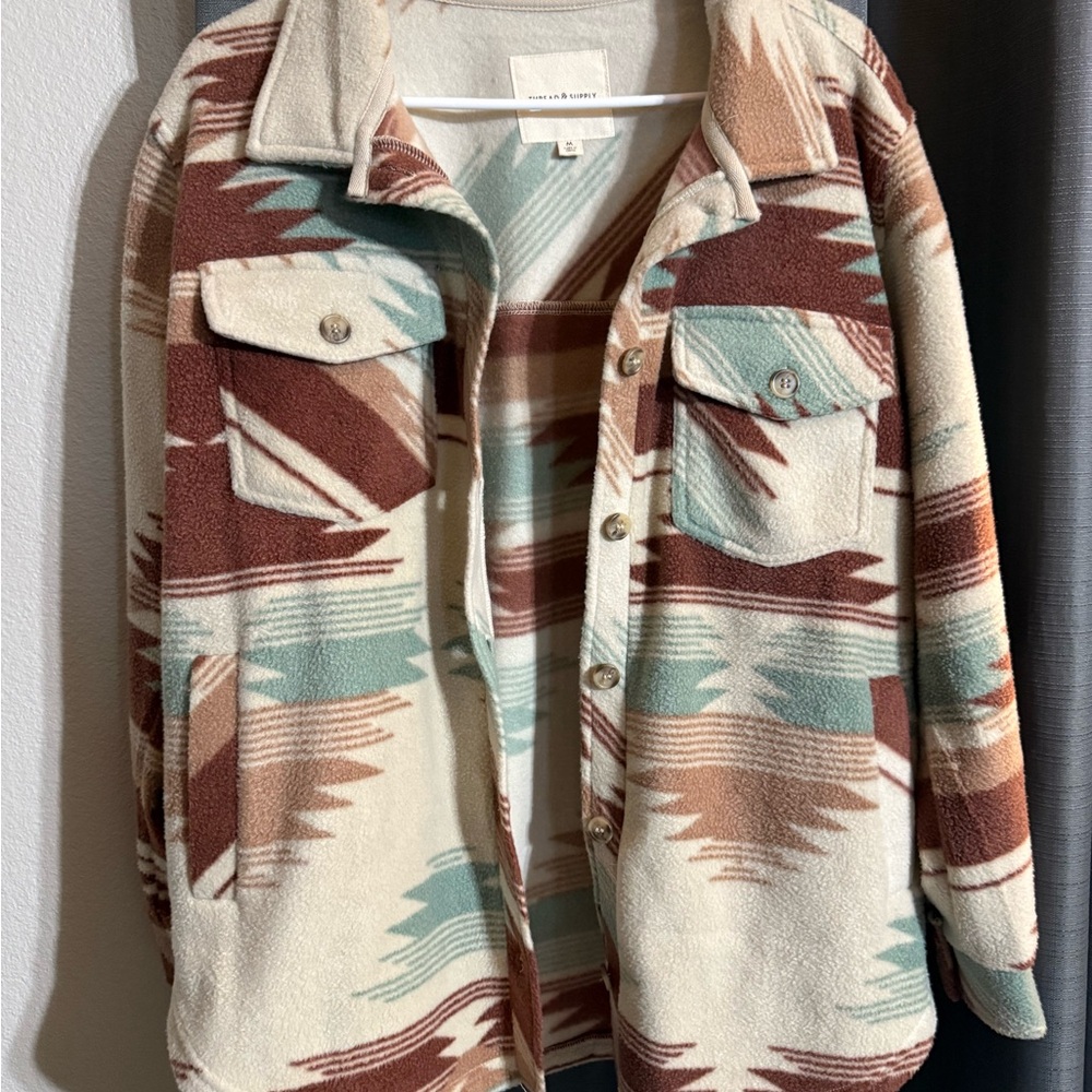 NWOT | M | Southwestern Button-Up Fleece Jacket
